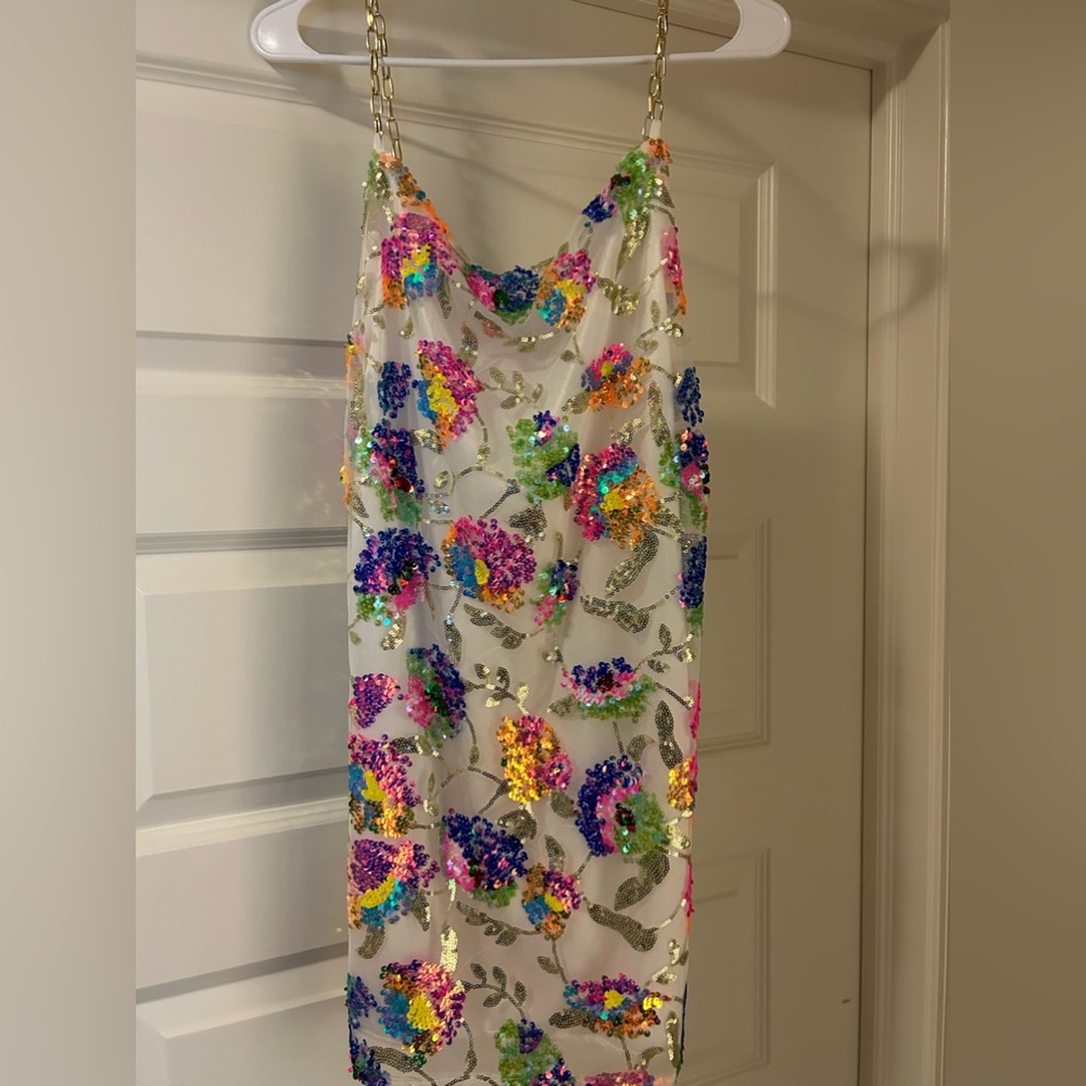 Sequin Mini Dress White
